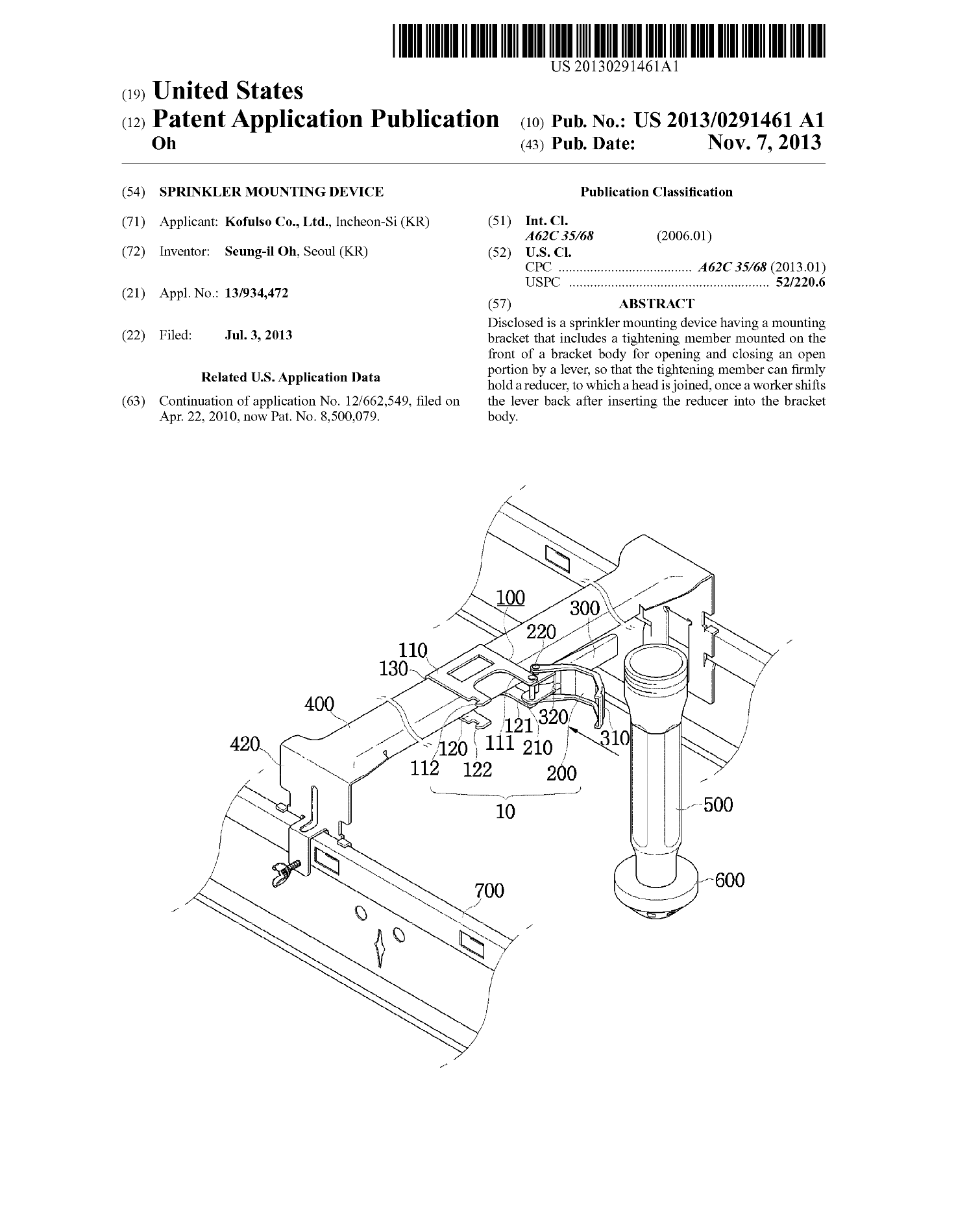 Sprinkler mounting device