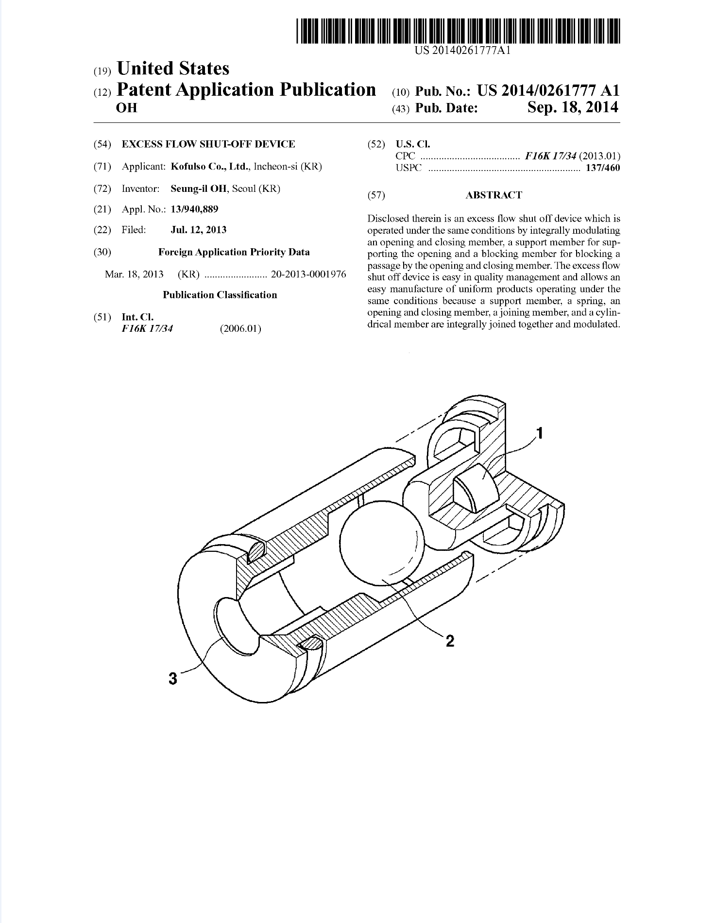 Excess flow shut-off device