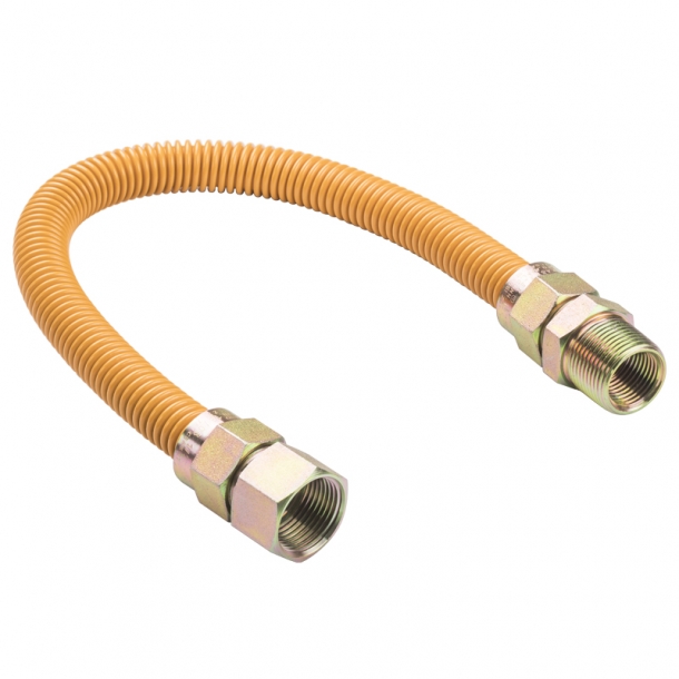 3/8” ID (1/2” OD) Yellow Coated Stainless Steel Gas Connector 제품사진