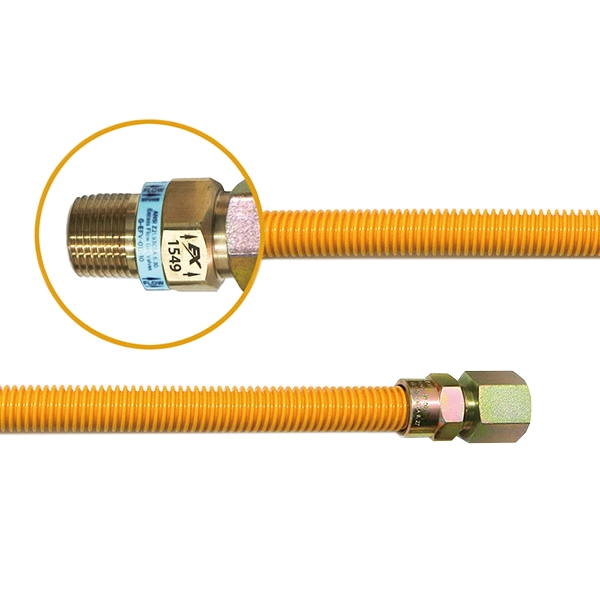 3/8” ID (1/2”) OD Yellow Coated Stainless Steel Gas Connector 제품사진