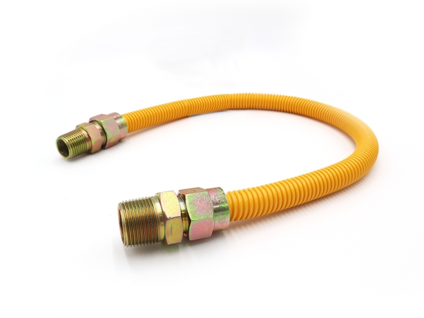 1/2” ID (5/8”) OD 노란색 코팅 스테인리스 가스 연결관 제품사진