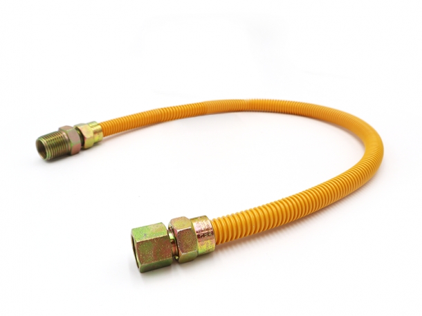 1/4” ID (3/8”) OD Koflex 노란색 코팅 스테인리스 스틸 가스 연결관 제품사진